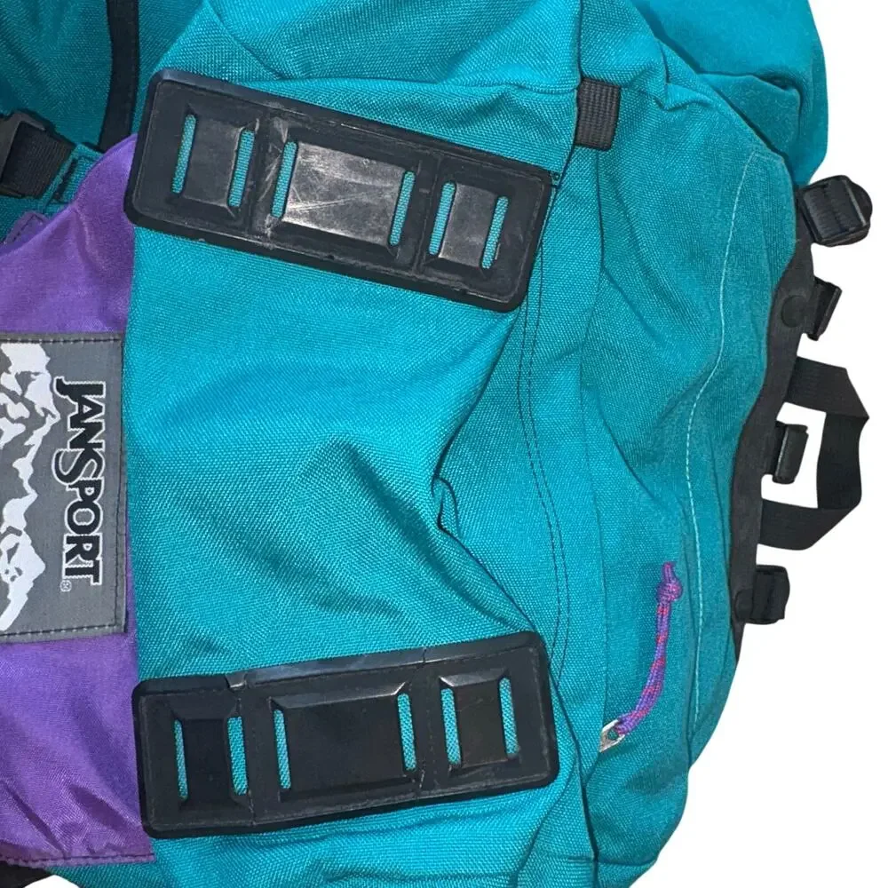 Vintage JanSport Spire‎ 80 Internal Frame Backpack 90s Teal Purple Large Hiking